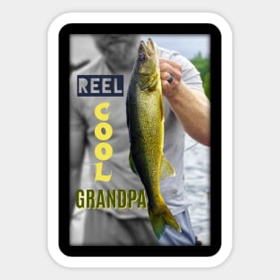 Reel Cool Grandpa Supper Hero Shirt Sticker